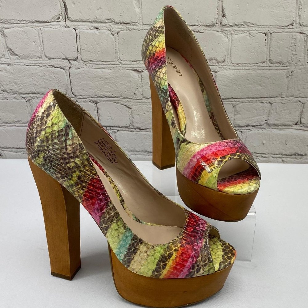 Zigi Soho Jacklyn Rainbow Croco Platform Wood Heel